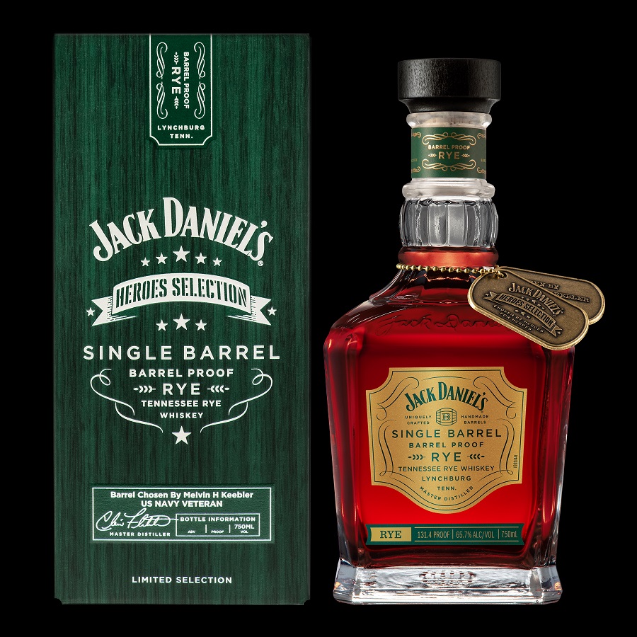 Jack Daniel's Heroes Selection single barrel rye bottle and box