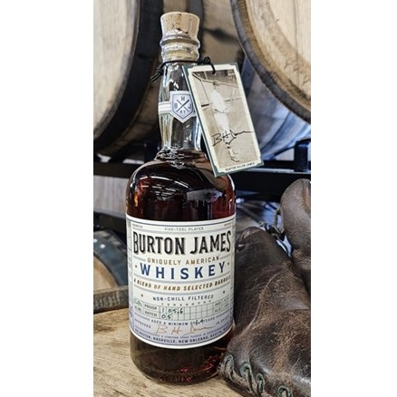 B.H. James Distillers Burton James Uniquely American Bourbon bottle SQUARE