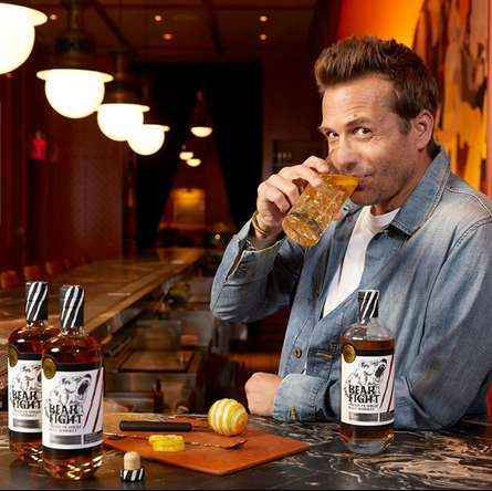 Gabriel Macht with Beare Fight bottles and cocktail