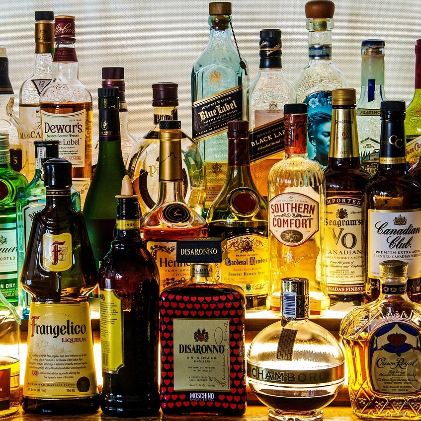 Spirits sales bottles shelf