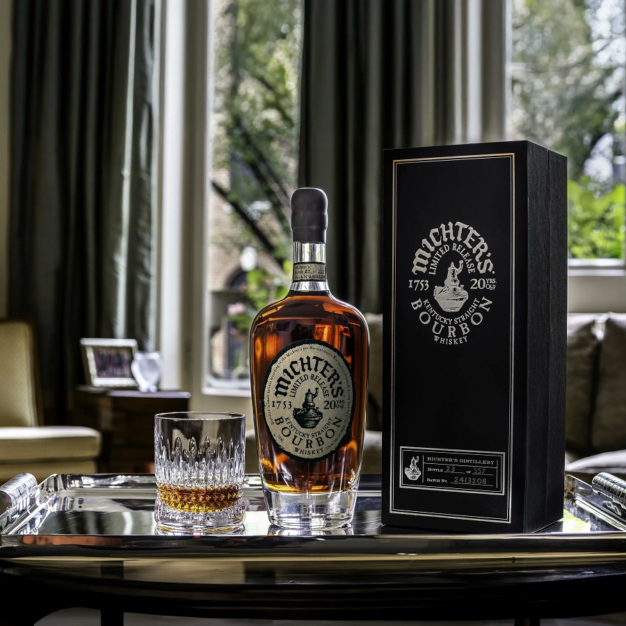 Michter's 20-Year Bourbon with glass and box