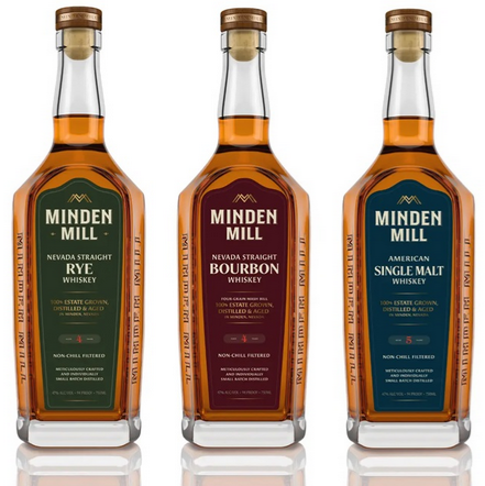 Minden Mill Whiskey three bottles