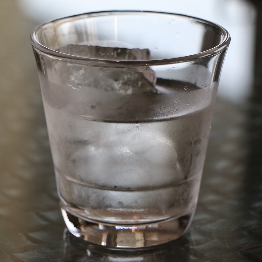 Glass of water on table