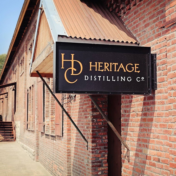 Heritage Distilling Sign on building