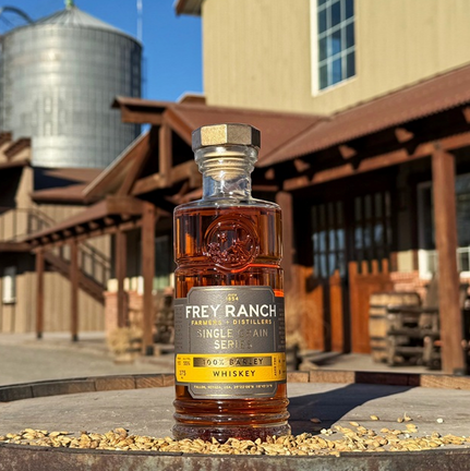 FREY RANCH 100% BARLEY WHISKEY bottle at distillery